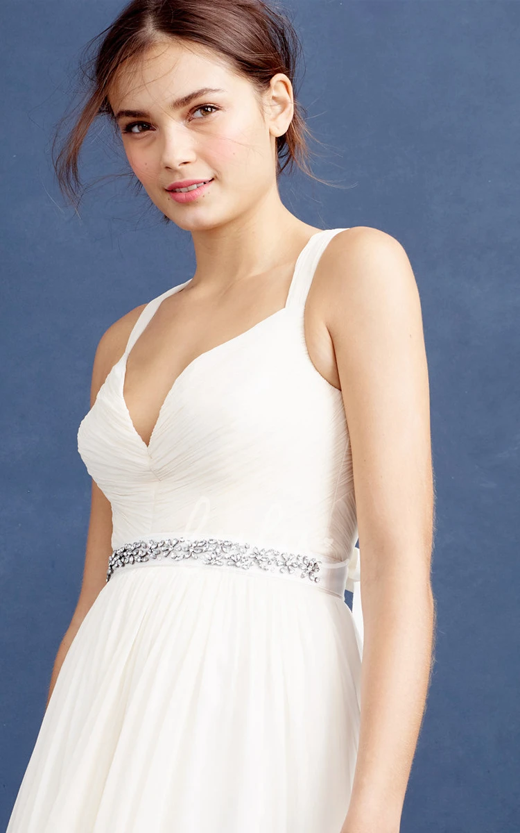Jeweled Chiffon A-Line Maxi Wedding Dress Unique & Glamorous