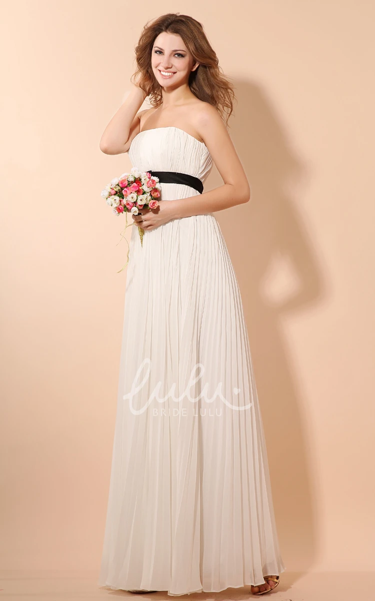 Chiffon Empire Dress with Draping and Satin Sash Classy Bridesmaid Dress