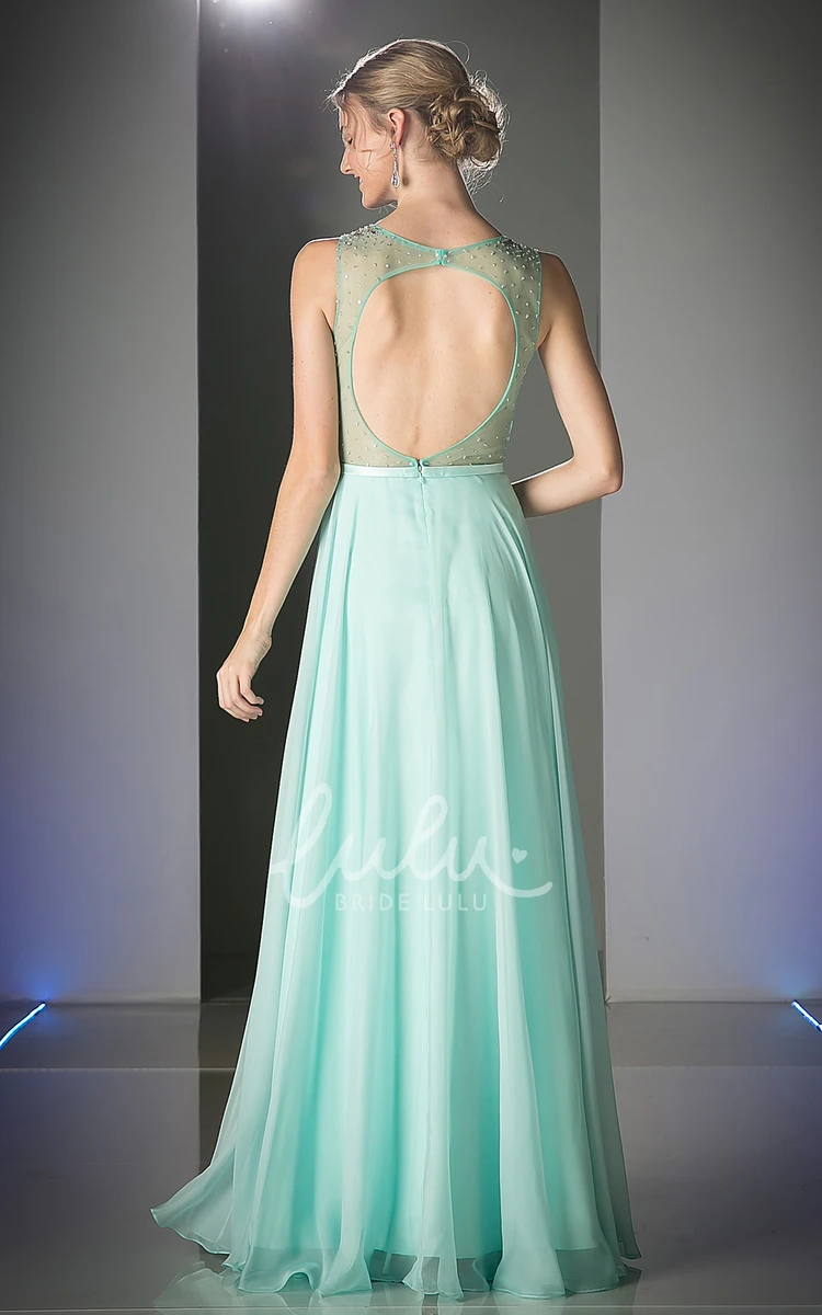Chiffon A-Line Sleeveless Dress with Beading and Keyhole for Bridesmaid