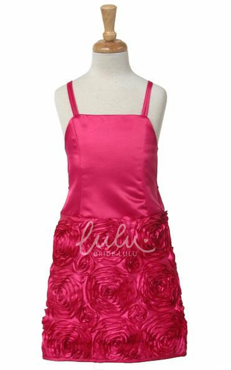 Spaghetti Strap Satin and Taffeta Tea-Length Flower Girl Dress with Jacket