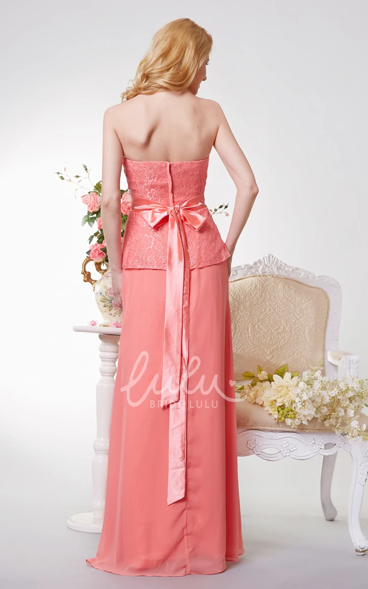 Backless A-line Chiffon Bridesmaid Dress with Lace and Sash