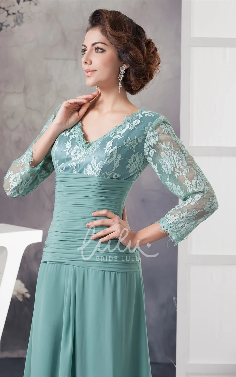 Chiffon Mother of the Bride Dress Empire V-Neck Lace Modern