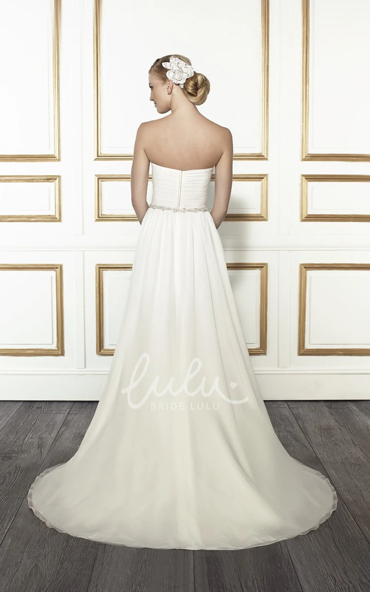 Jeweled Tulle & Satin A-Line Wedding Dress with Sweetheart Neckline Sweep Train