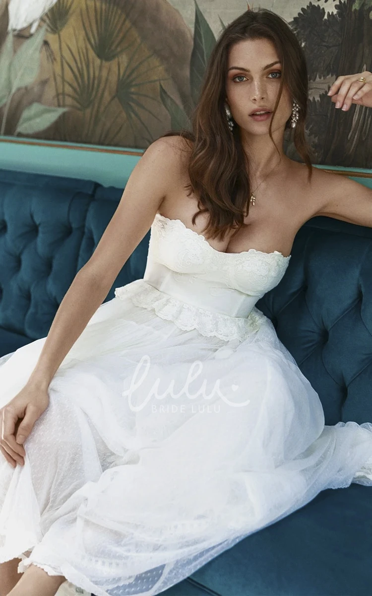 Adorable A-line Sweetheart Wedding Dress with Tulle Appliques and Ruffles