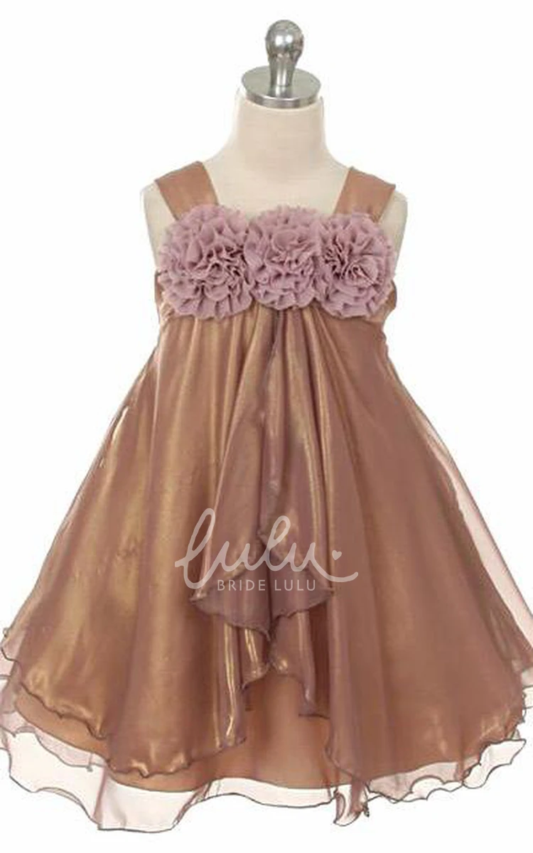 Empire Chiffon Flower Girl Dress with Straps Tea-Length