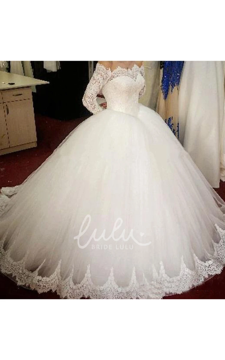 Off-shoulder Lace Tulle Wedding Dress Ball Gown Zipper 2025 Elegant