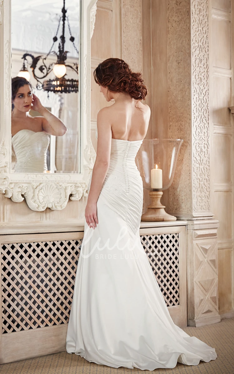 Jersey Wedding Dress with Brush Train Strapless & Ruched