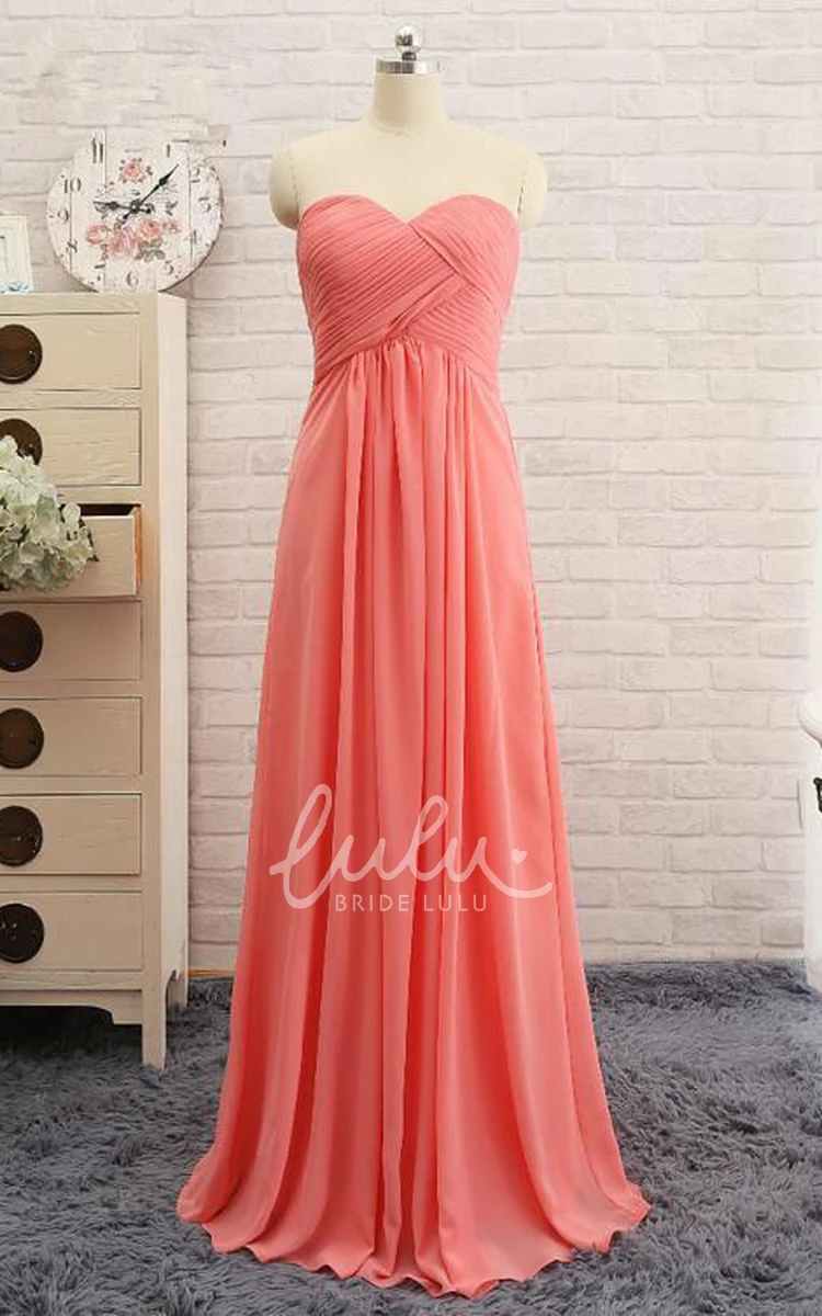 A-line Chiffon Dress with Long Sweetheart Neckline Classy Bridesmaid Dress