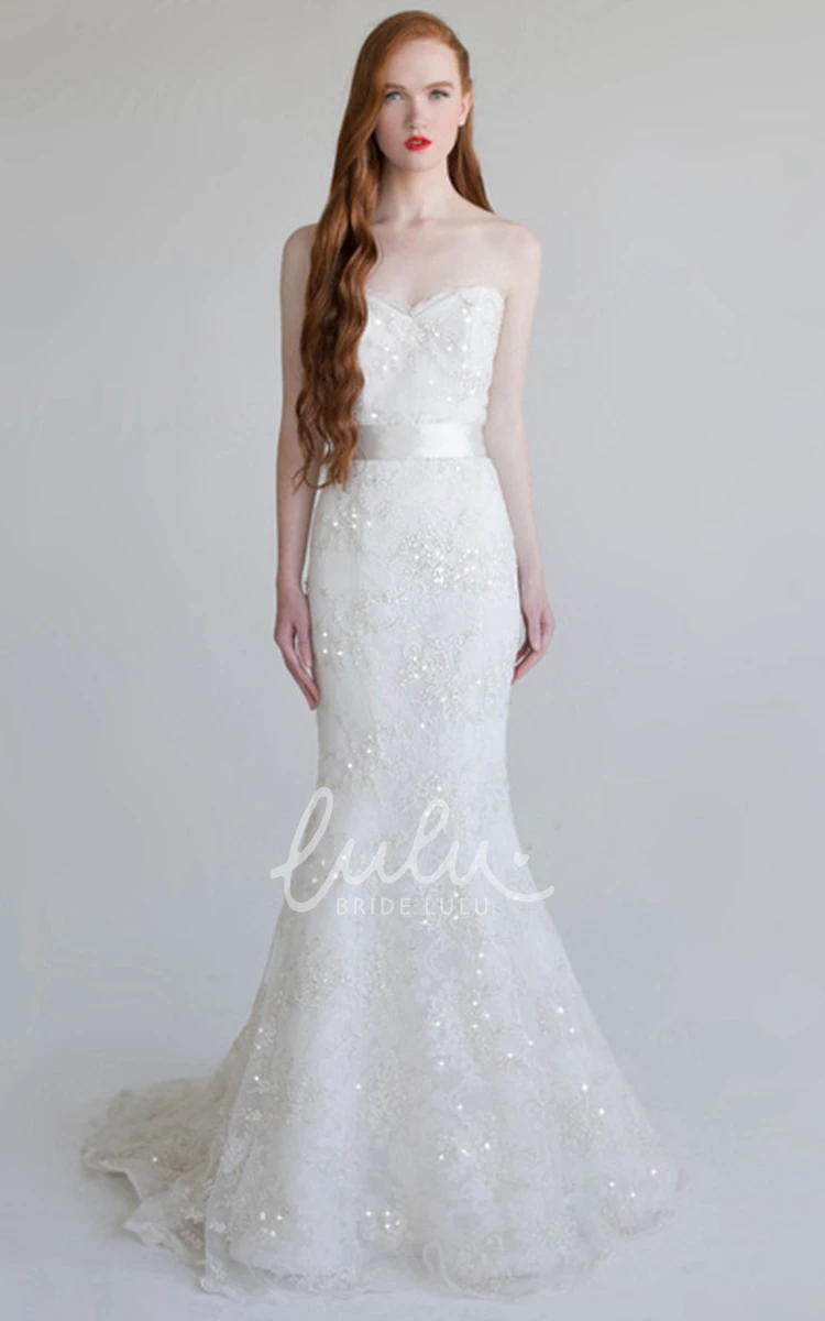 Trumpet Lace Wedding Dress Beaded Sequins Sweetheart Floor-Length