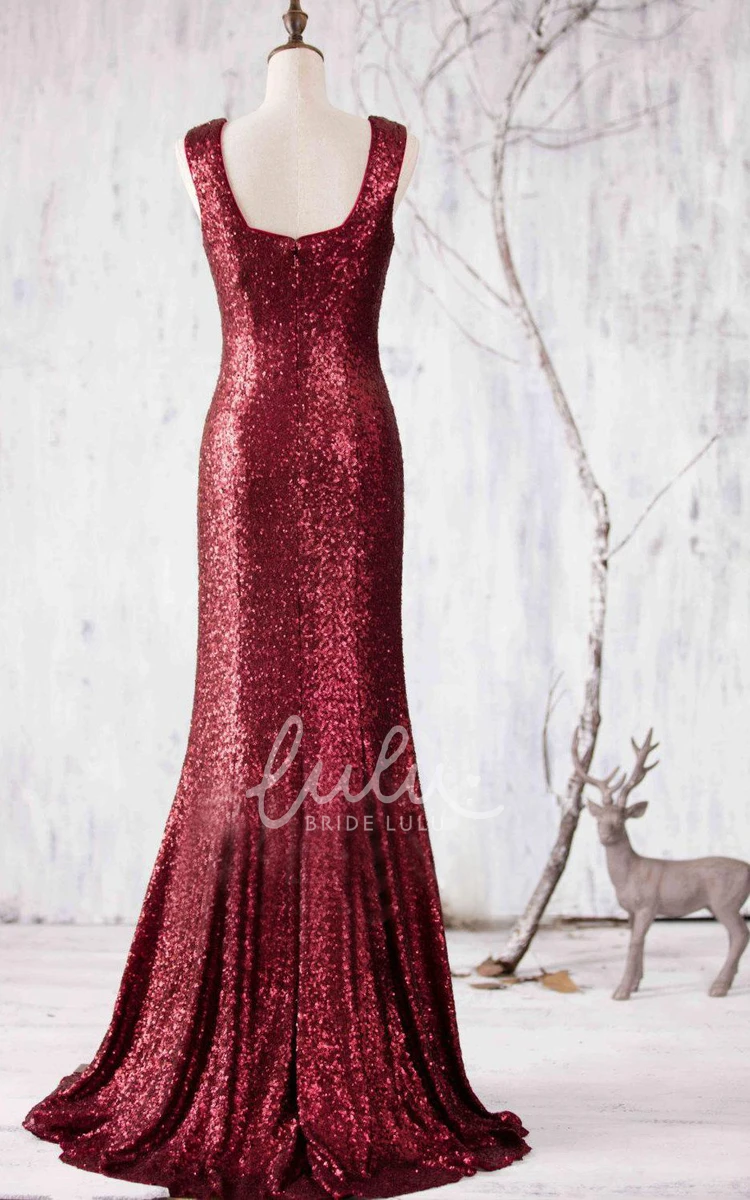 Wine Sequin Bridesmaid Dress for Women 2024