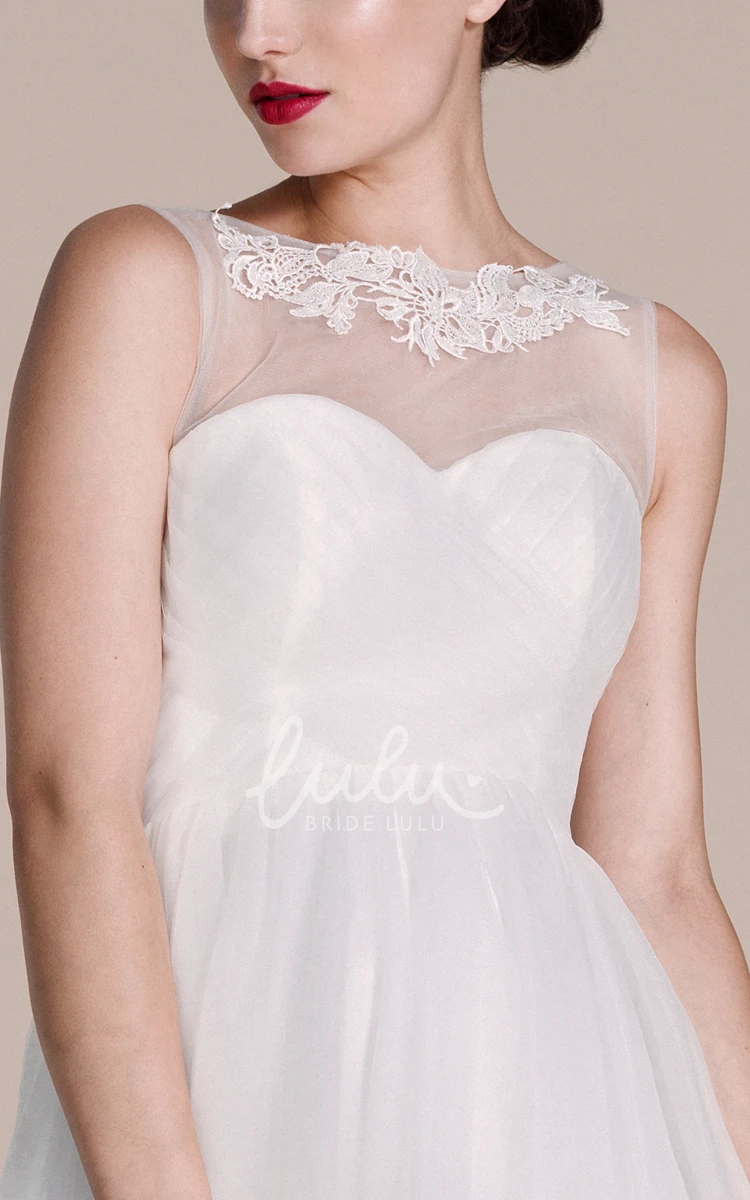 Tulle Illusion Neckline Short Bridesmaid Dress in A-line Style