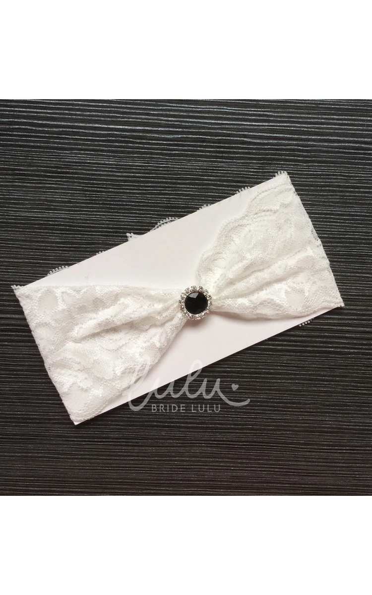 Simple Black Diamond White Lace Bridal Garter Dress 16-23inch Elastic
