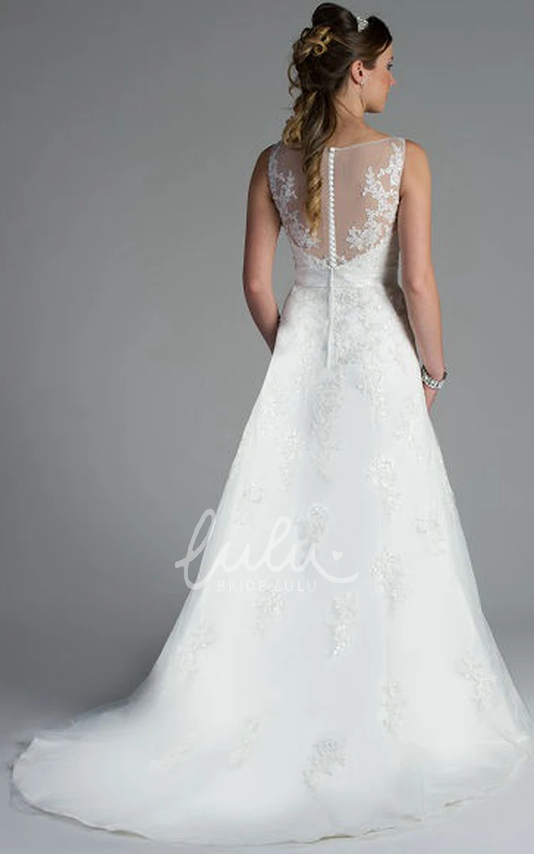 Sequin and Crystal A-Line Wedding Dress with Appliqued Top
