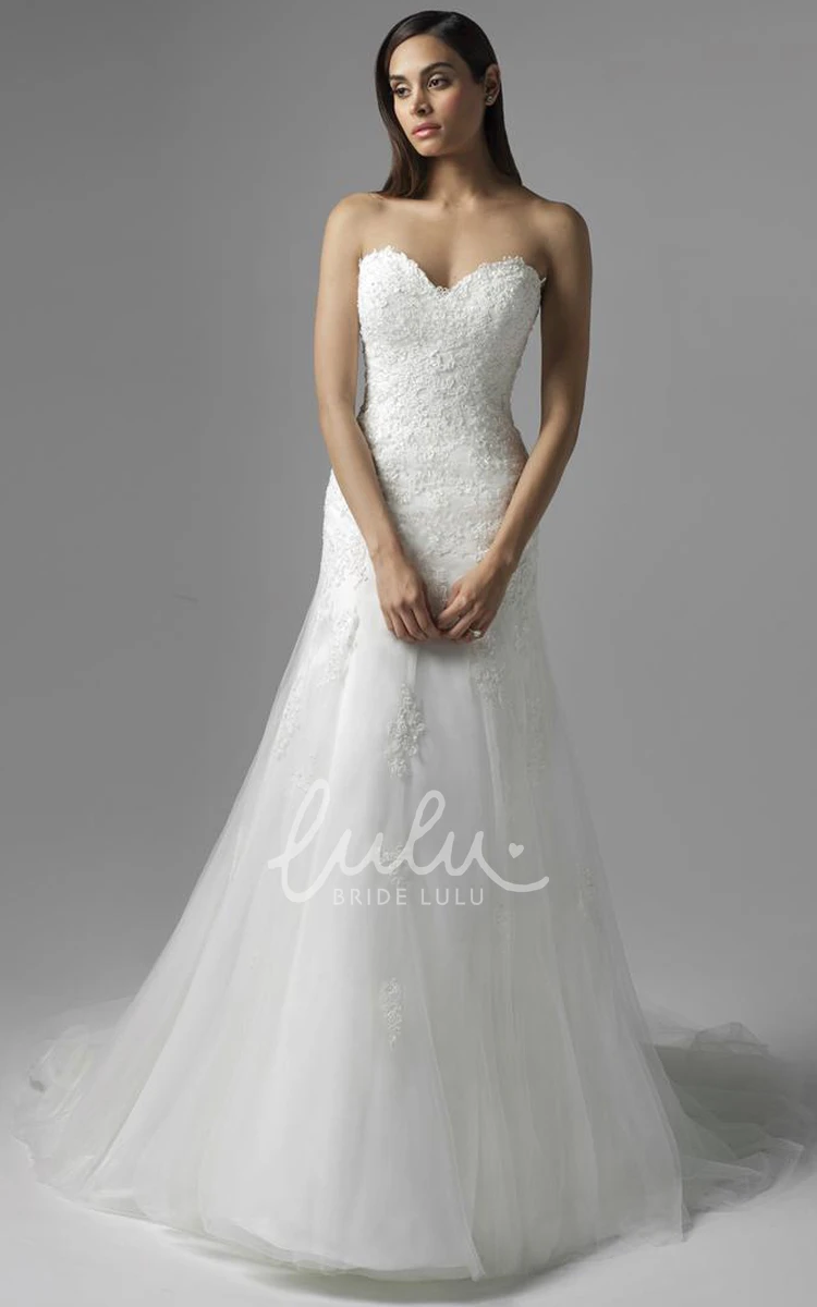 Sweetheart A-Line Tulle&Lace Wedding Dress Romantic Bridal Gown