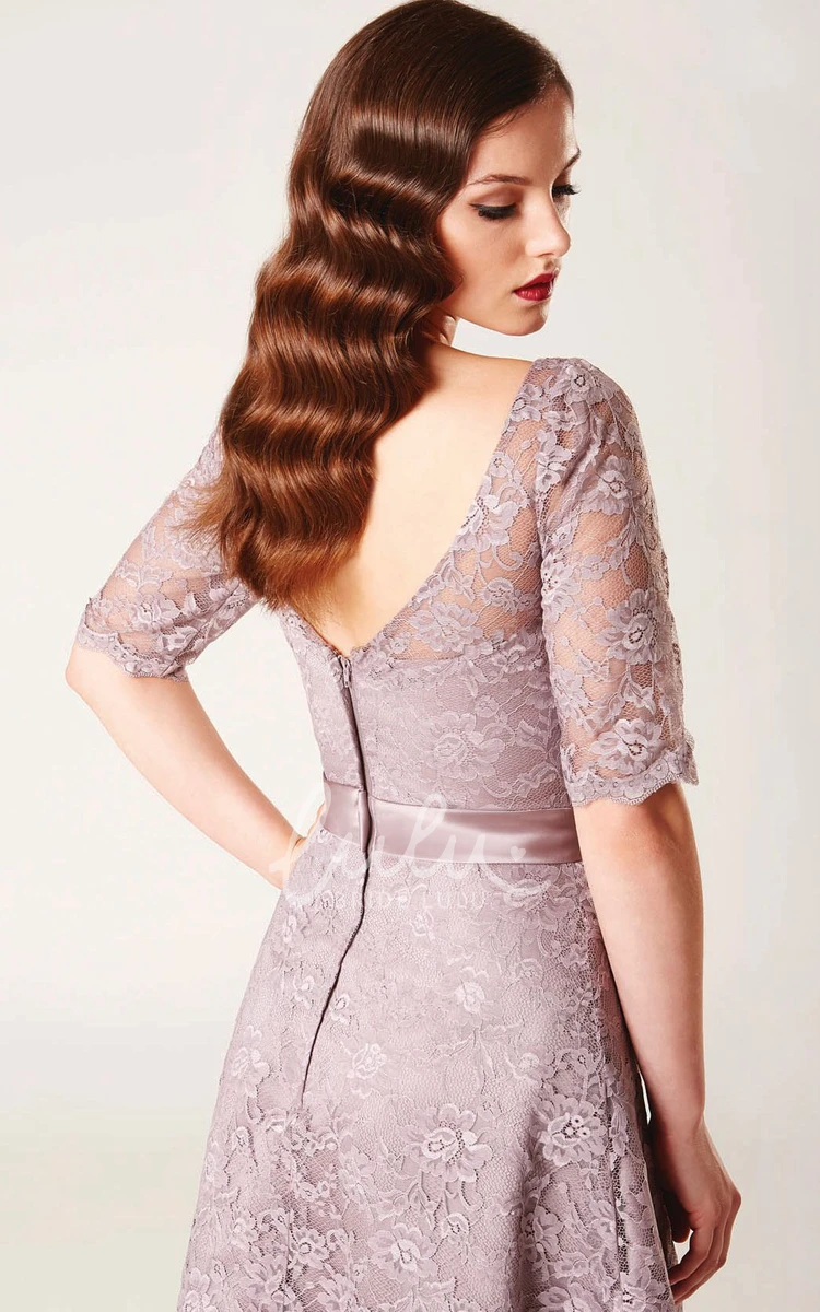 Knee-Length Lace Appliqued Bridesmaid Dress Unique Bridesmaid Dress