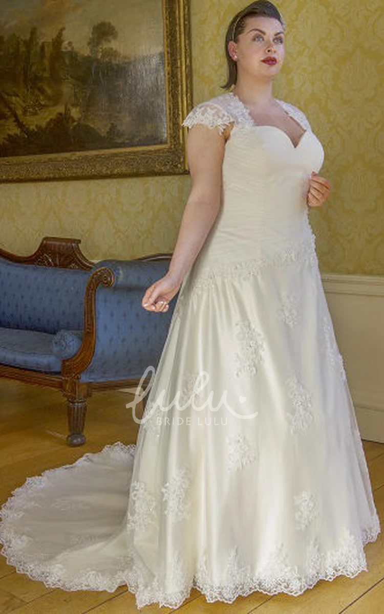 Cap Sleeve Lace Up Wedding Dress with Keyhole Classy Bridal Gown