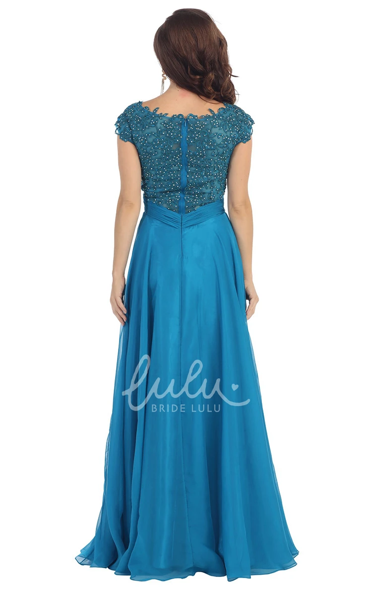 A-Line Chiffon Illusion Dress with Criss Cross and Embroidery Modern Prom Dress 2024