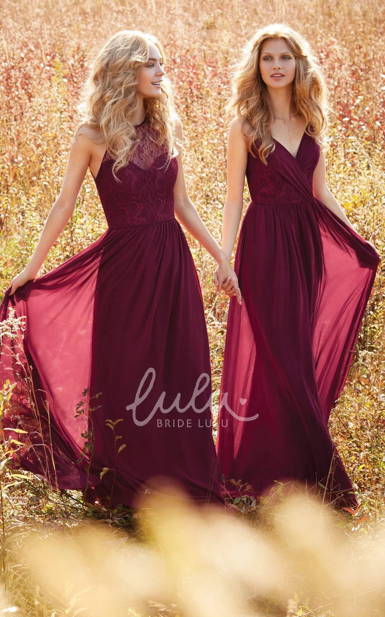 Embroidered Chiffon Bridesmaid Dress with Straps Unique Bridesmaid Dress