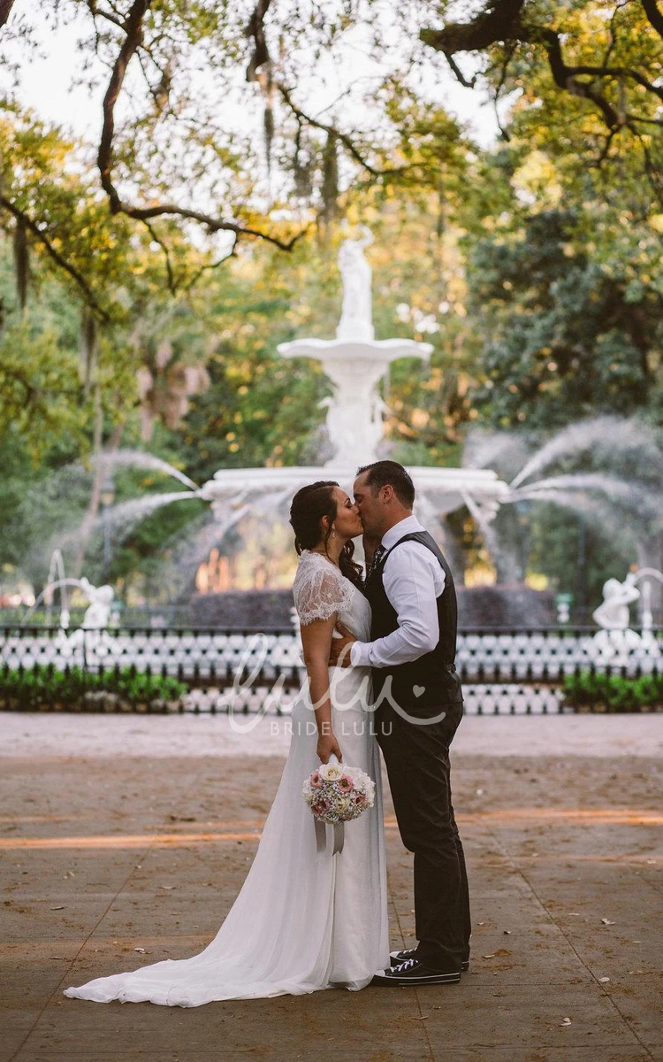 Chiffon Wedding Dress with Crystal Detailing and V-Neck