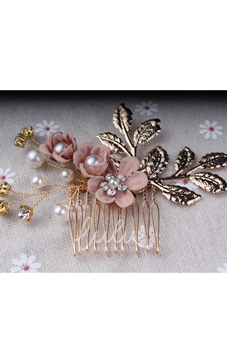 Vintage Golden Hair Pin with Floral Design for Bridesmaids