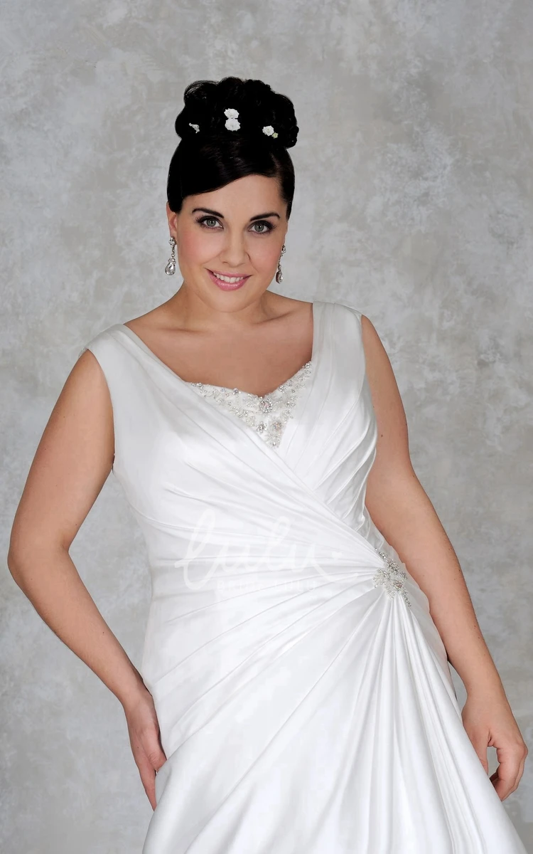 Sleeveless Sheath Wedding Dress with Beaded Detail and Draping