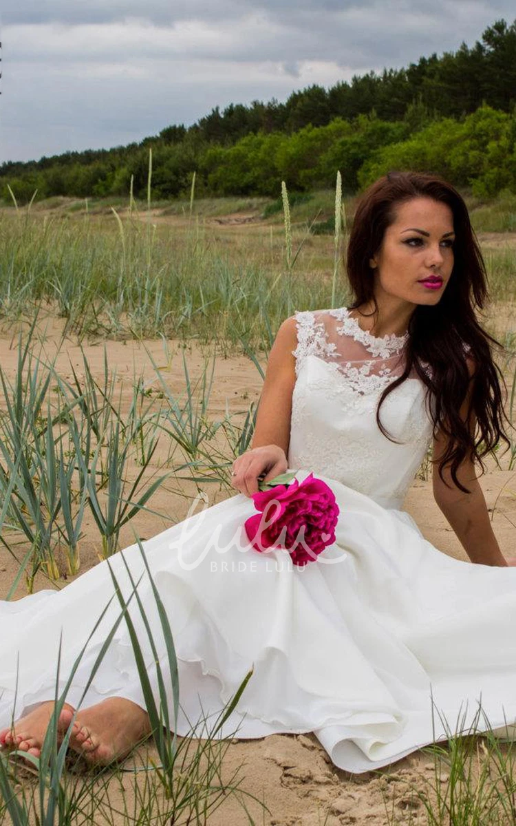 Chiffon Lace Wedding Dress with Illusion Elegant 2024 Bridal Gown