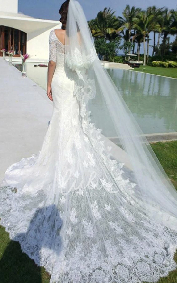 Off-the-Shoulder Lace Mermaid Wedding Dress with Zipper