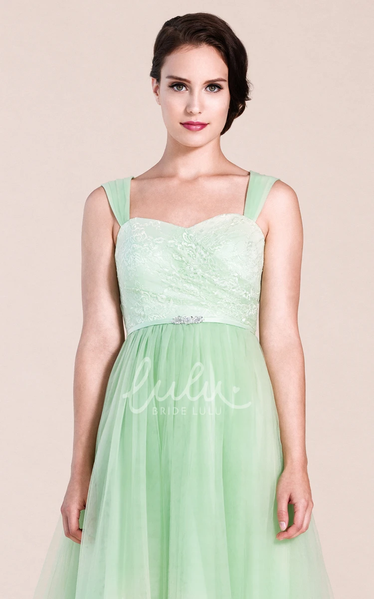 Long Lace and Tulle A-Line Bridesmaid Dress for Bridesmaid