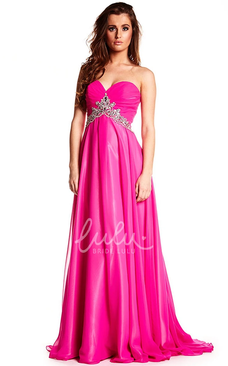 Sweetheart Chiffon Prom Dress Beaded Sleeveless Flowy Women's Formal Gown