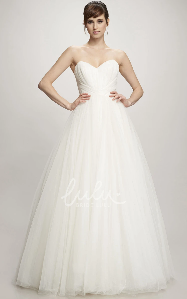 Jeweled A-Line Tulle Wedding Dress with Ruching and Brush Train Elegant Bridal Gown