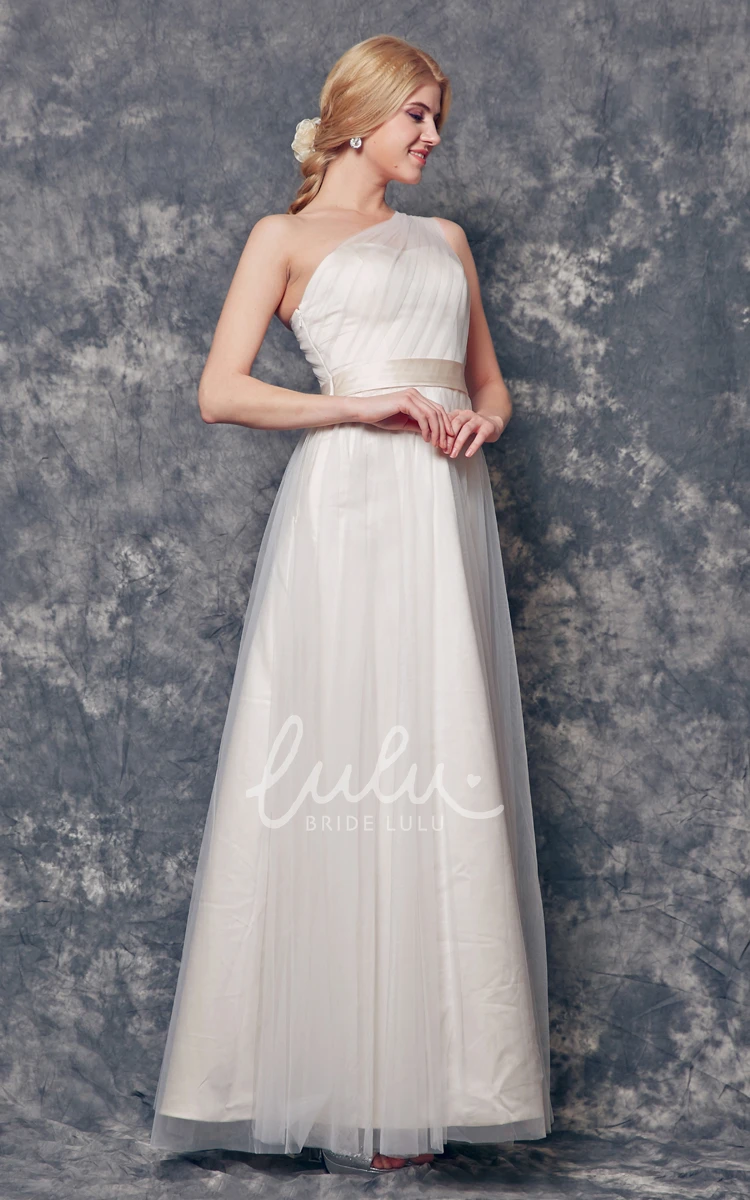 Dreamy Ruched One Shoulder Tulle Prom Dress with Pleats