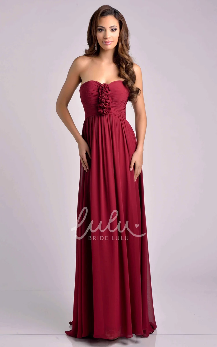 Empire Chiffon Bridesmaid Dress with Pleats and Sweetheart Neckline