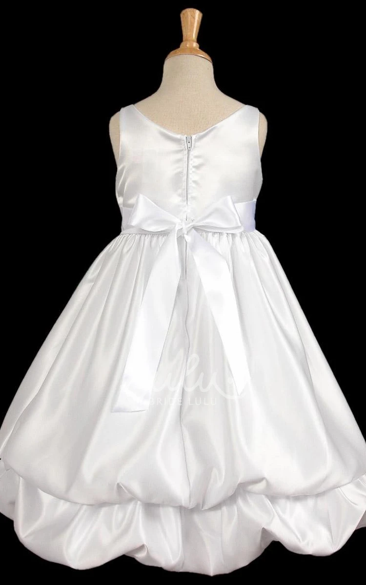 Sleeveless Tea-Length Flower Girl Dress with Bow Elegant and Unique