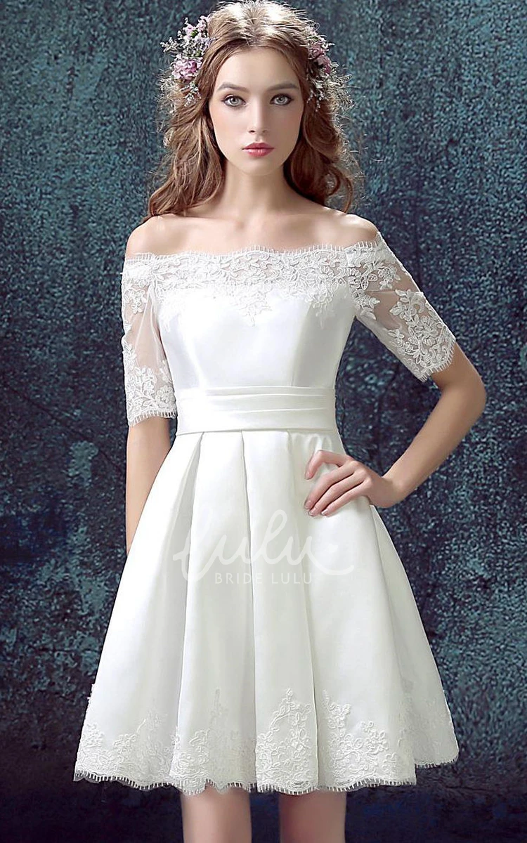 Lace A-line Formal Dress with Half Sleeves