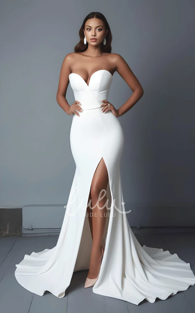 Off-the-Shoulder Corset Stretch Satin Mermaid Dress with Slight Train