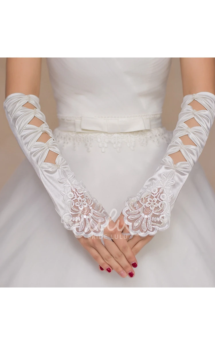 Unique Crystal Gauze Short Gloves Bridal Accessory