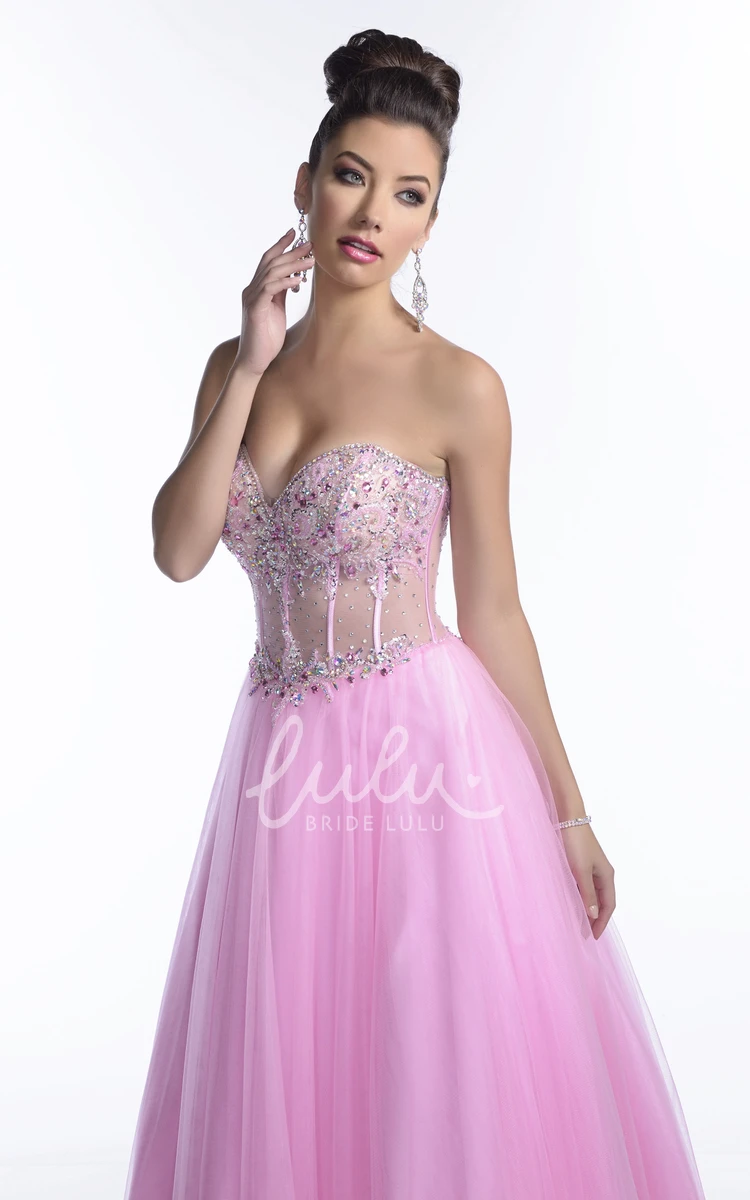 Tulle Sweetheart A-Line Gown with Rhinestone Bust Classy Formal Dress