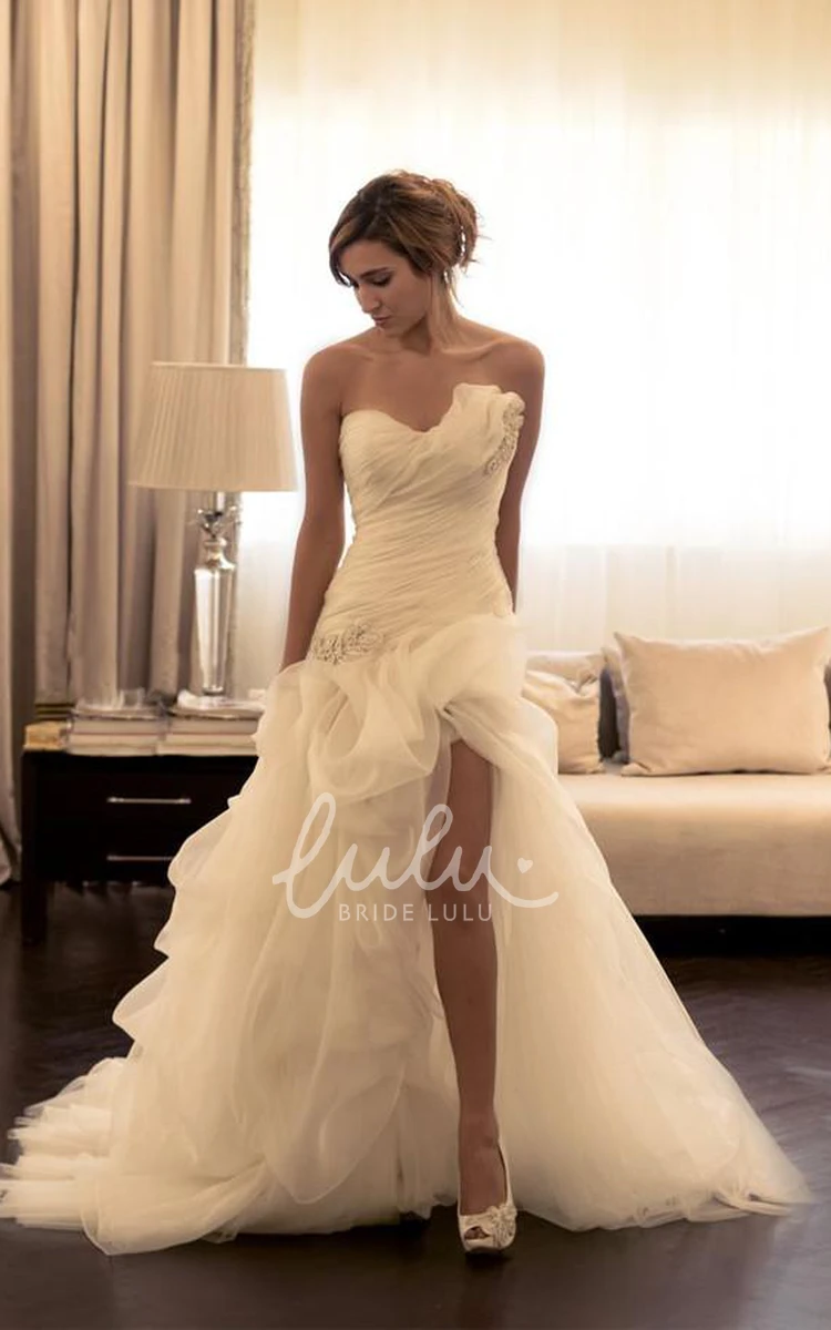 Tulle Sweetheart Backless A-Line Wedding Dress