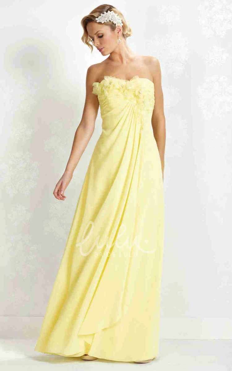 Empire Sweetheart Maxi Chiffon Bridesmaid Dress with Draping and Ruching