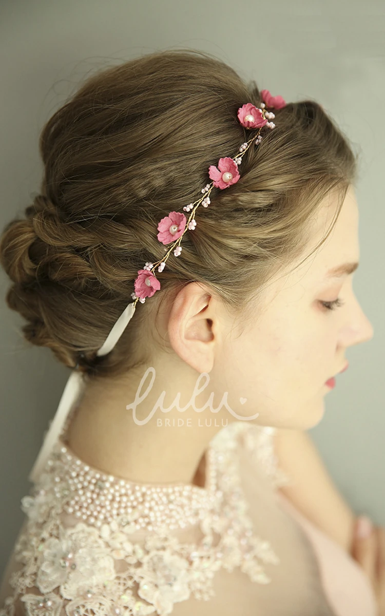 Korean Pearl Flower Gold Hair Comb for Bridesmaids