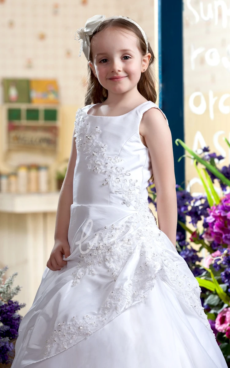 Pick-Up Flower Girl Dress with Corset Back Bridesmaid Dress