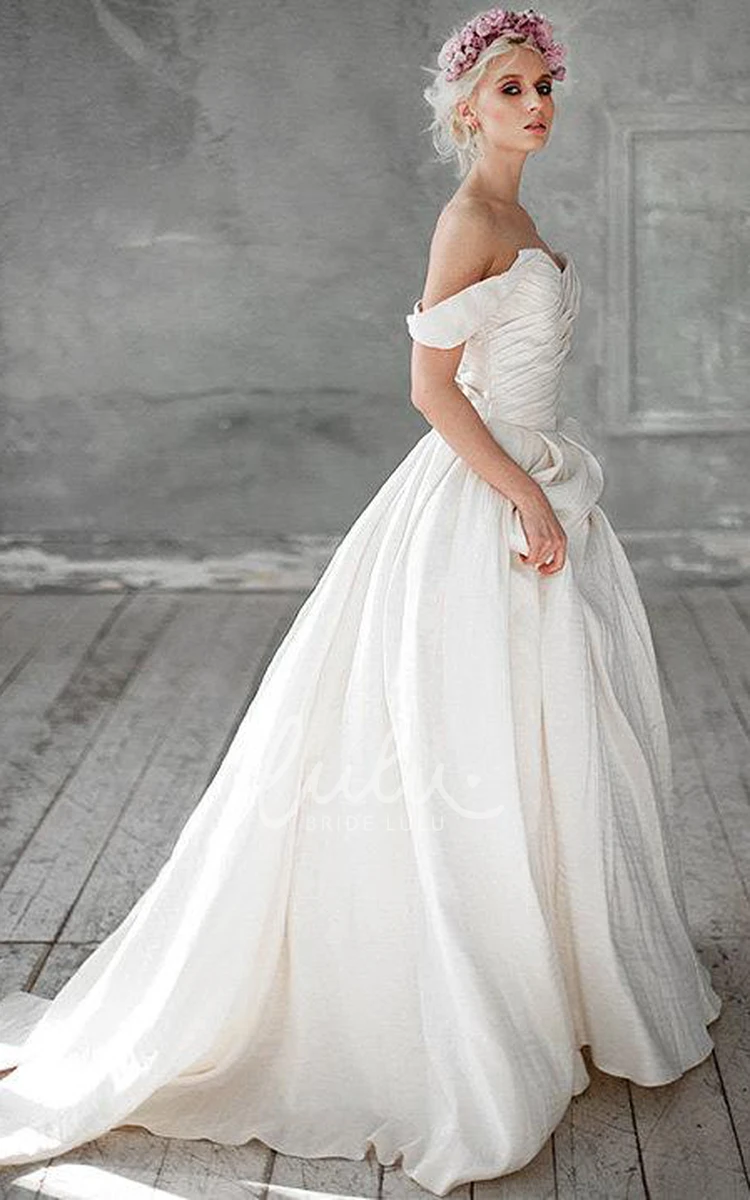 A-Line Taffeta Ruched Beaded Wedding Dress