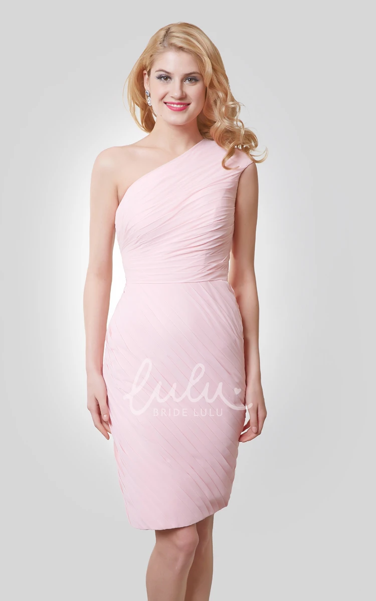 Asymmetrical Ruched One-Shoulder Short Bridesmaid Dress