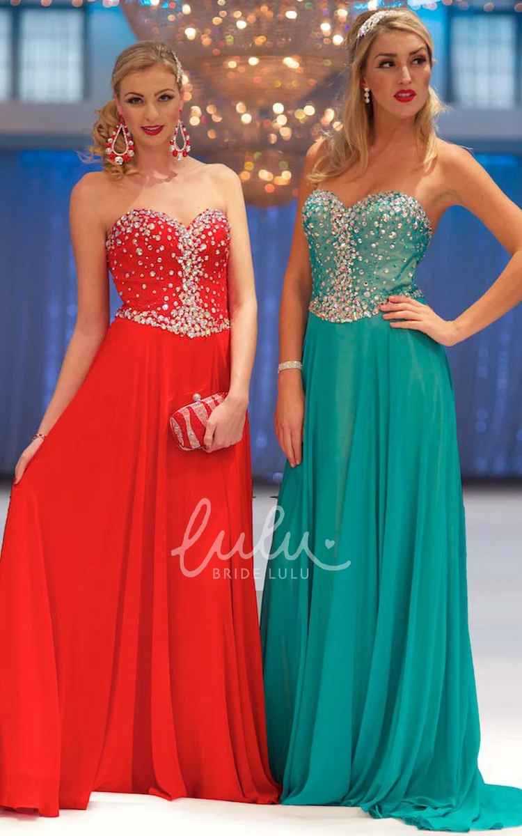 Backless Chiffon Prom Dress with Pleated Sweetheart Bodice