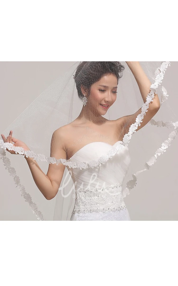 Elbow Length Soft Tulle Veil with Lace Applique Chic Wedding Dress Addition