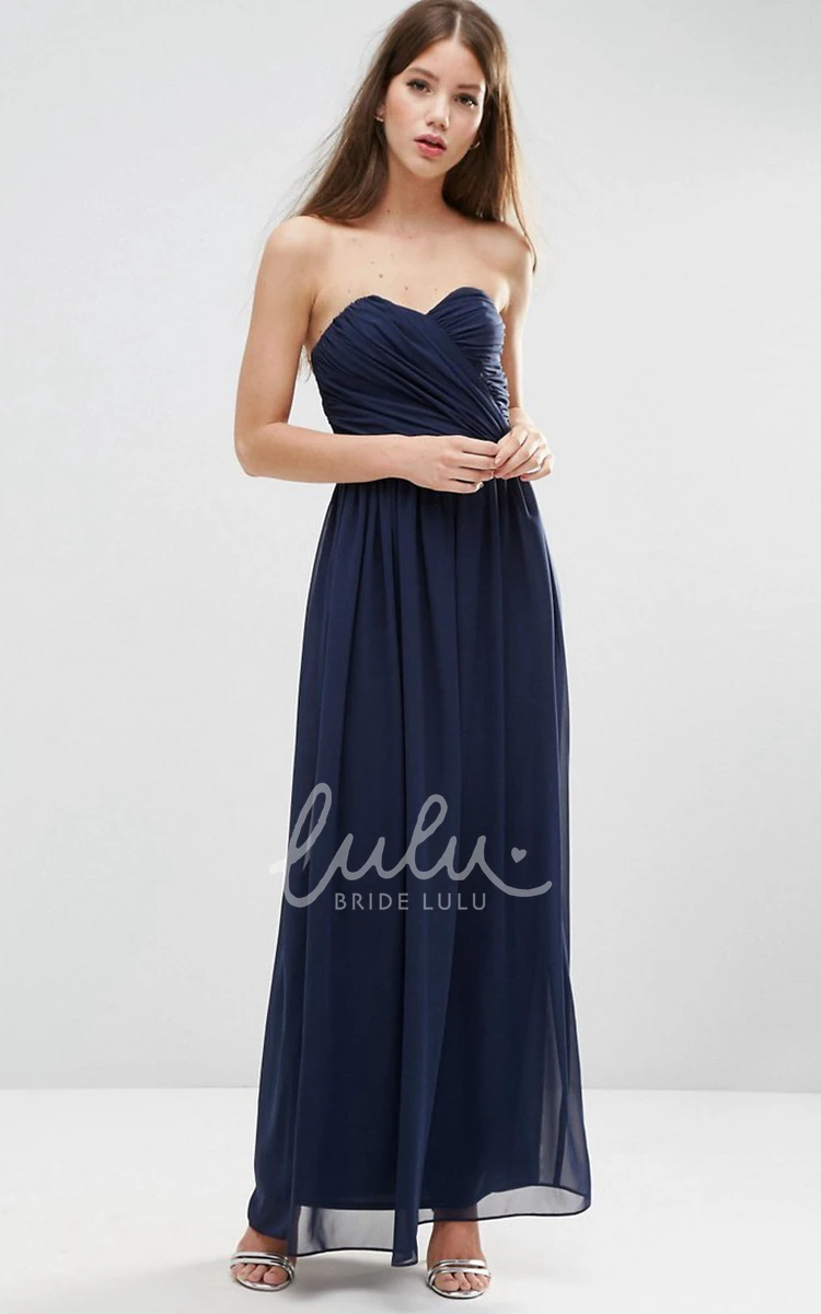 A-Line Sweetheart Chiffon Bridesmaid Dress Floor-Length Criss-Cross Classy