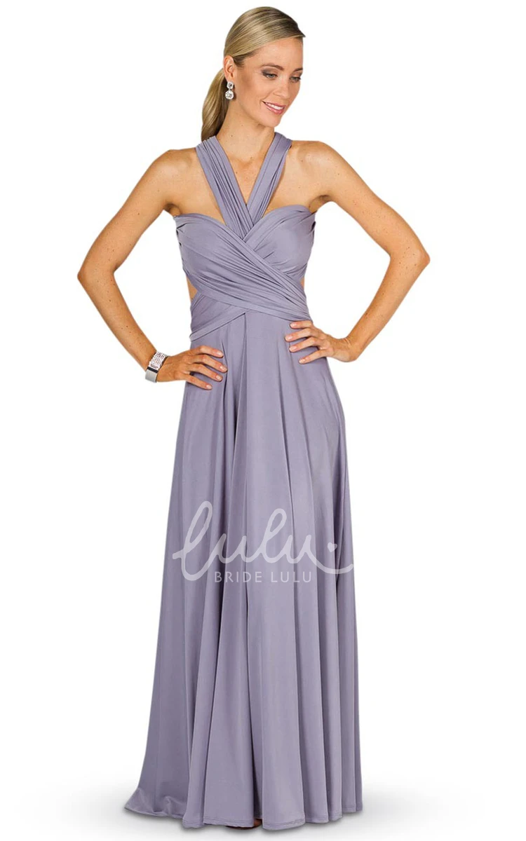 A-Line Floor-Length Haltered Chiffon Bridesmaid Dress Simple and Classy