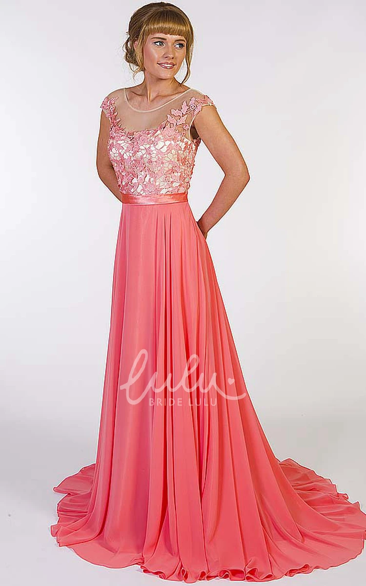 A-Line Chiffon Floor-Length Prom Dress with Appliques and Pleats Elegant 2024 Women's Dress