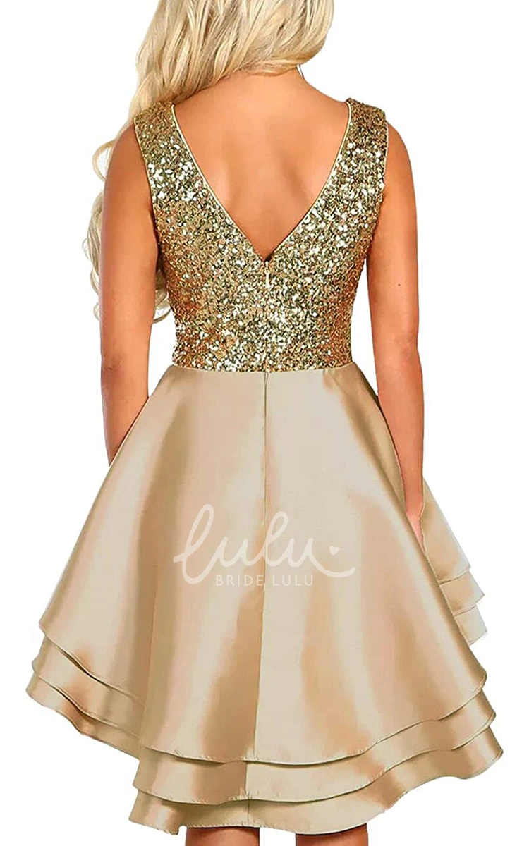 Ball Gown Satin Sequins Homecoming Dress with Ruffles Sleeveless Simple Women