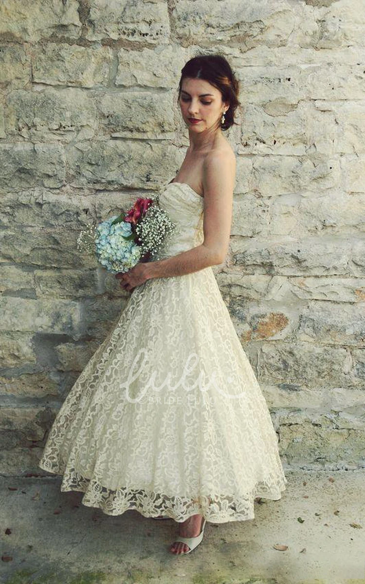 Bell Sleeve Lace A-Line Dress with Sweetheart Neckline and Draping